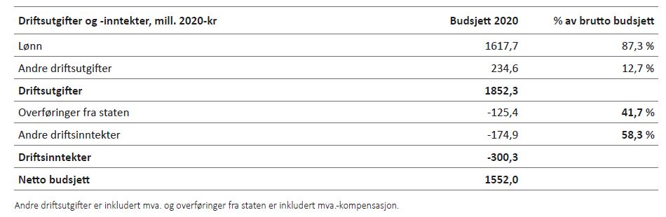 Tabell 4.2: Netto driftsbudsjett for Oppvekst skole