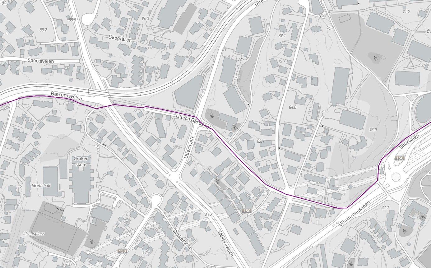 Sykkelkart: Bærumsveien og Ullernchausséen - Kart 3