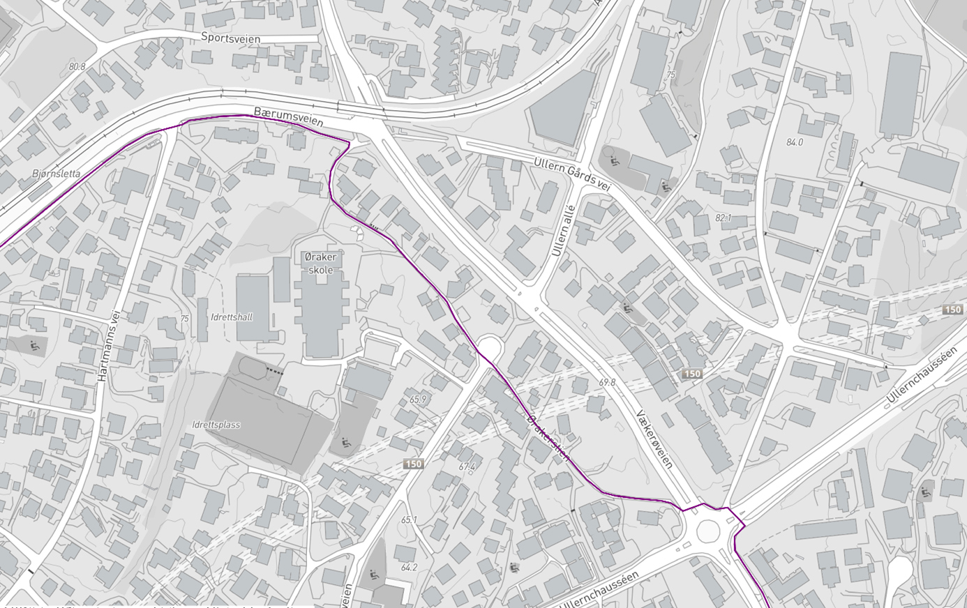 Sykkelkart: Bærumsveien og Ullernchausséen - Kart 4